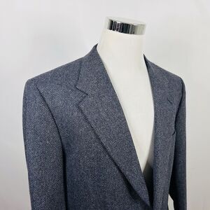 Lord & Taylor 42R Vintage Tweed Sport Coat Wool Blue Herringbone Two Button